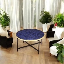 24" Elegant Lapis Lazuli Console Bar Desk Modern Cafeteria Hotel Furniture Decor