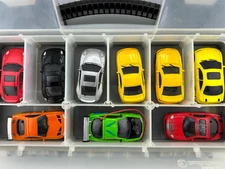 9 Pack ZipZaps Micro RC Cars Lot w/ Plastic Storage Case & Parts Radio Shack