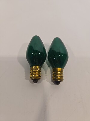 Set Of 2 Halco 7110 - C7GRN5T TRANS GREEN E12 C7 LIGHT BULBS 