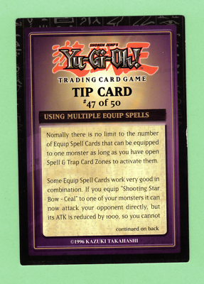 YUGIOH TIP CARD #47 OF 50 "USING MULTIPLE EQUIP SPELLS" DR1-EN47 (237)