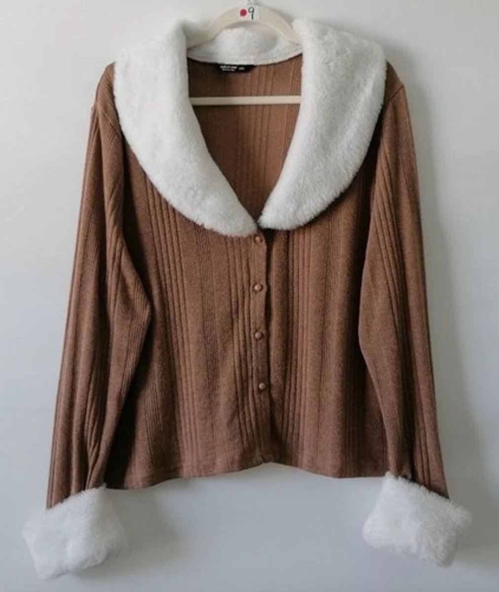 Faux fur cheap cuff cardigan