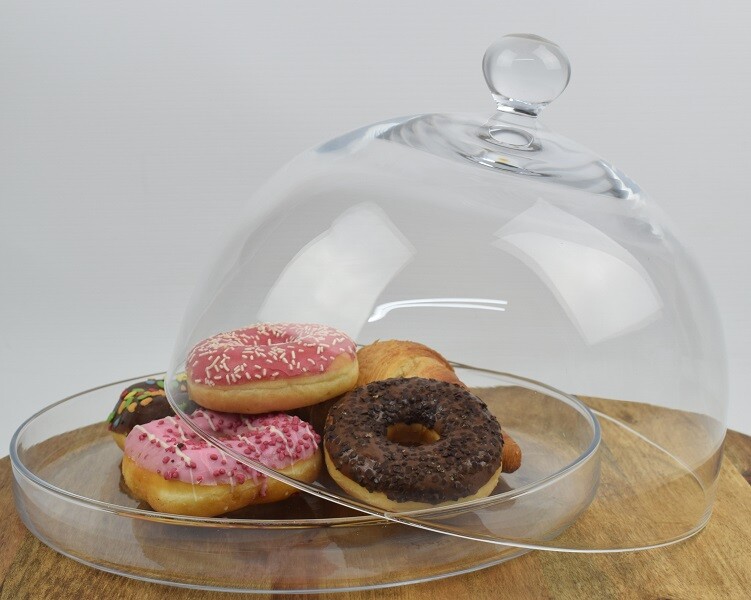 Handmade Glass Display Cover Cloche Dome With Plate Tall 20 cm x 30 cm
