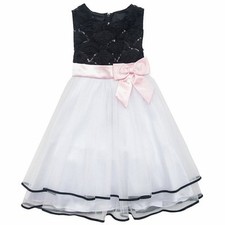 RARE EDITIONS Girl's 4 Black  White Soutache Tulle Dress NWT 60