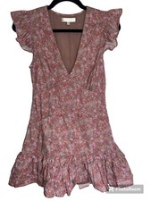 $345 Love Shack Fancy Women's Pink Arthur Floral Ruffle Minidress Size 2 (W)