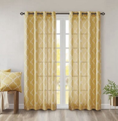Madison Park Saratoga Fretwork Grommet Window Panel, 50'' X 63'' 2 Window Panels