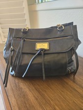 Nicole Miller Biker Chain Strap Black Bag Vegan Leather