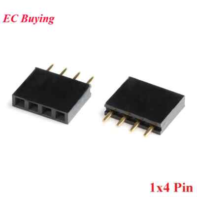 50PCS 4pin 2.54mm Female Single Row Straight Header Strip Socket Row ...