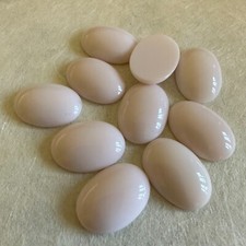 BB313 Vintage glass cabochons 25x18mm pale pink oval unfoiled flat back 10 
