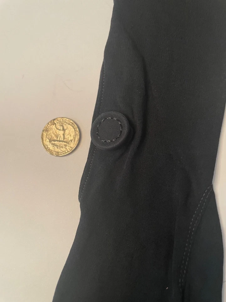 Guantes de noche vintage Bemberg negro rayón crepé 24" longitud ópera talla 7 Foto 3 de 4