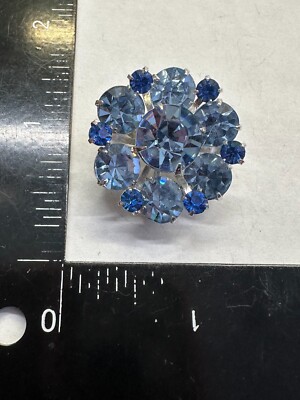 Flower Blue Rhinestone Vintage Pin Brooch J-443 | eBay
