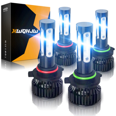 9005 9006 LED Headlights Kit Combo Bulbs 6500K High Low Beams Super White Bright