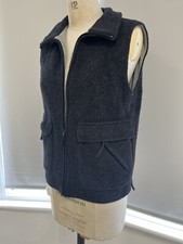Vintage Armani Jeans Gilet Wool Mohair Blend Bomber Patch Pockets Size 14 90s