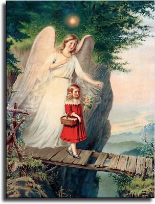 Angel Guards Children Crossing The Bridge Guardian Angel Poster