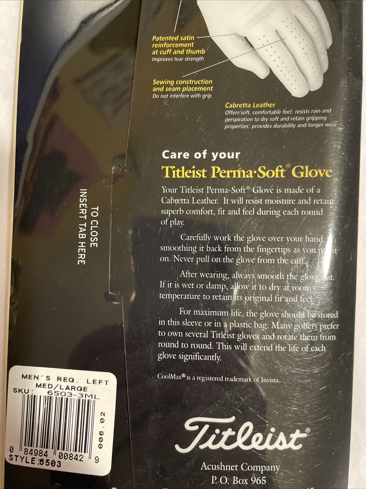 Titleist Perma-Soft Cabretta Leather Golf Gloves Men's Left Hand Med-Large 2005