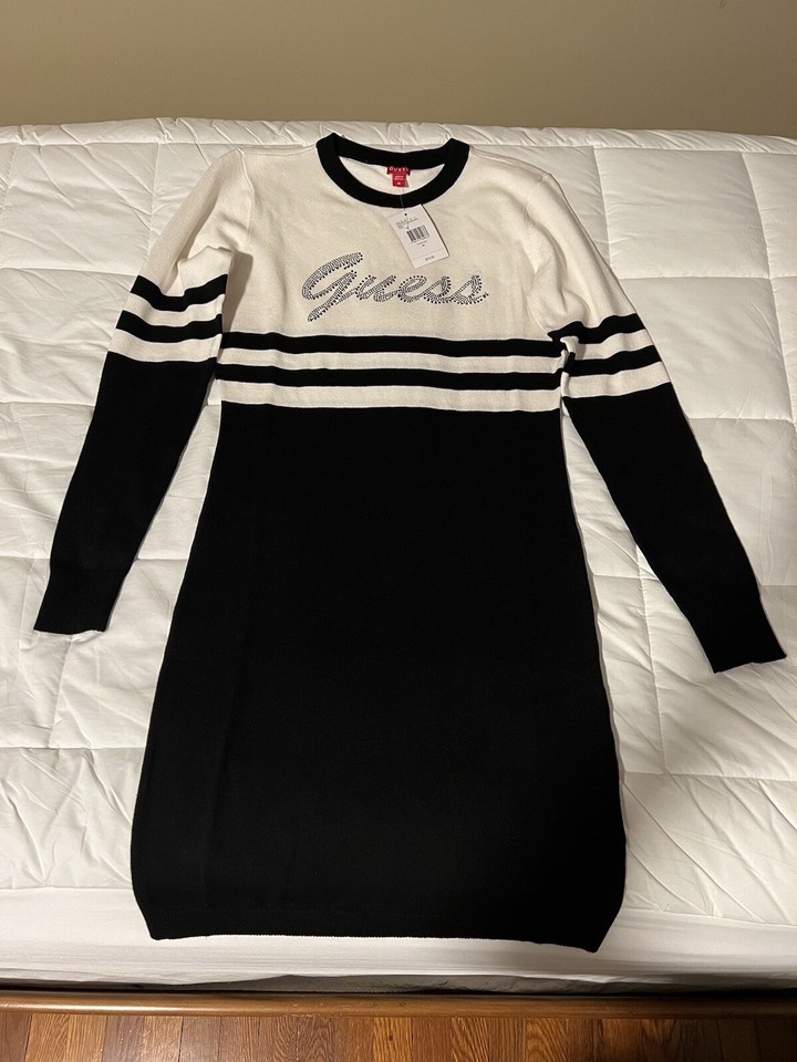 Guess NWT Ladies Sweater Dress Black & White Size Medium eBay