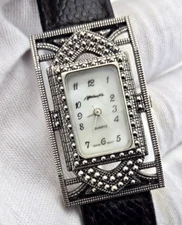 Open Metalwork Ladies Watch by Afterthoughts w Brown Leather Band NEW BATT