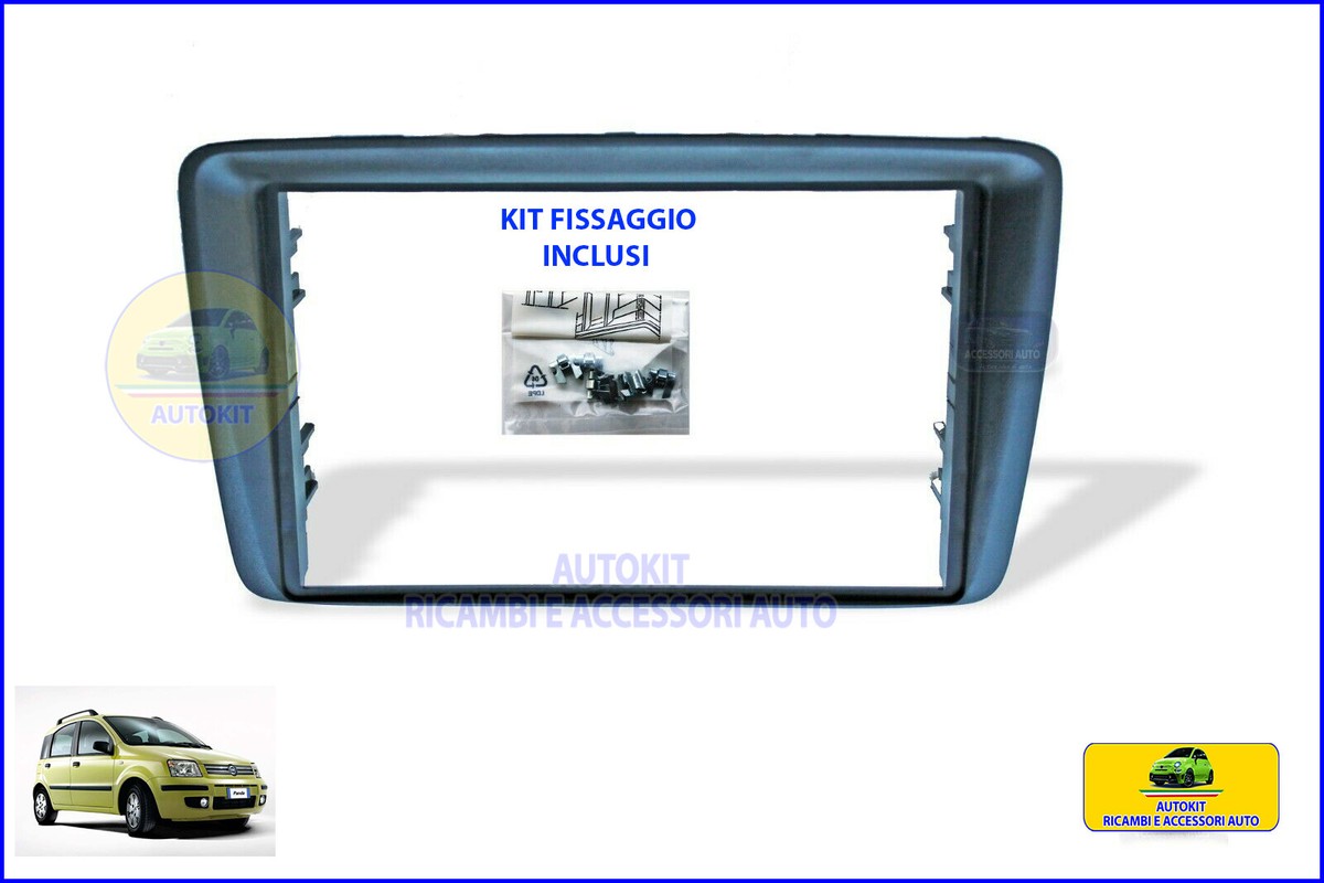 Kit Montaggio Stereo 2 DIN Per Fiat Panda 169 2003-2012 LHD – Cornice ABS Nera Con Guarnizione, Per Autoradio Da 6.2 E 7 Pollici