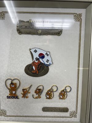 Seoul 1988 Olympics Hodori Pin Commemorative Set Framed Eden Arts