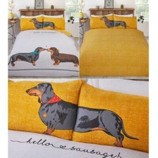 Hello Sausage Duvet Cover Set Reversible Bedding Dog Lovers Single Double Sizes