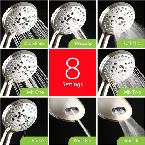 AquaCare ASSEENONTV High Pressure 8mode Handheld Shower Head with 2