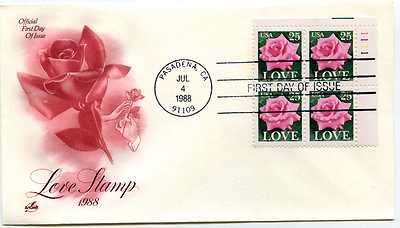 2378 Love 1988 ArtCraft plate block FDC | eBay