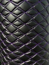 Purple Vinyl Grain Quilted Faux Leather Upholstery Fabric Butterfly 55" Foam