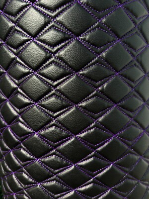 Purple Vinyl Grain Quilted Faux Leather Upholstery Fabric | Butterfly 55'' Foam