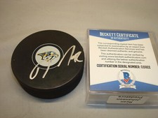 Ryan Johansen Signed Nashville Predators Hockey Puck Auto. Beckett BAS COA 1A