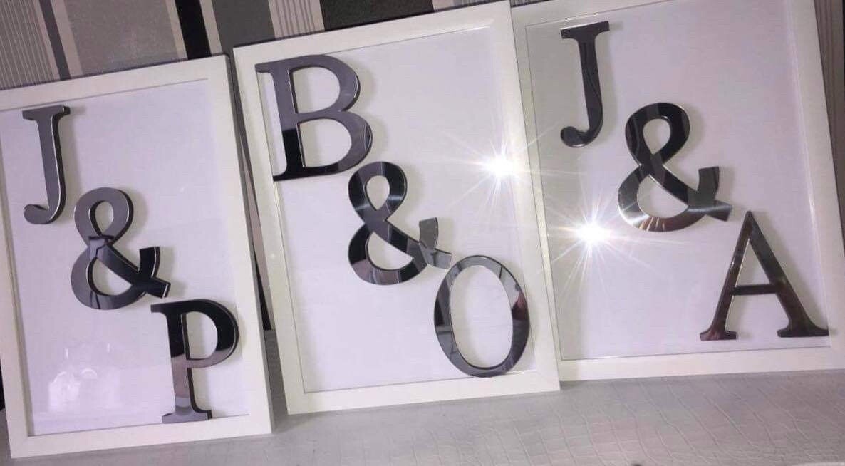Personalised photo frame Mirror Initials A4 White Letters New Home Wedding Gift image 3