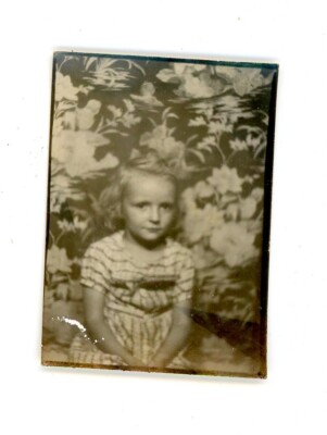 Patterned background girl in dark moody  photobooth Vintage photo booth blur