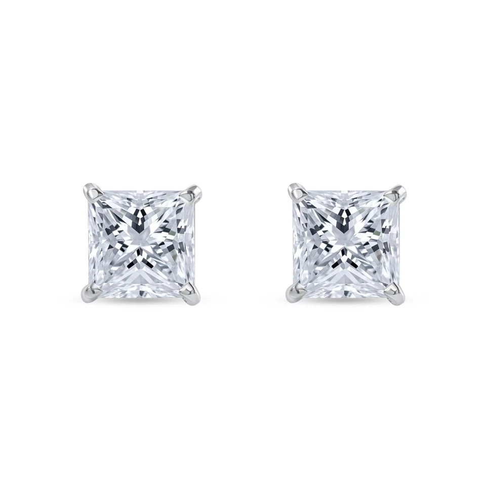 5 Ct G/VS Princess Cut Lab Created Grown Diamond Earrings 14K White Gold Martini - Image 2 of 4