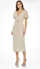 MAC DUGGAL 93591 SIZE 6 OYSTER NWT FLARE SLEEVE EMBELLISHED FORMAL DRESS GOWN