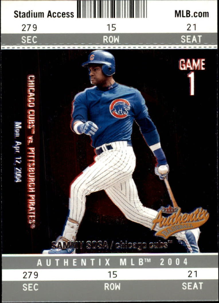 2004 Fleer Authentix #20 Sammy Sosa - BB
