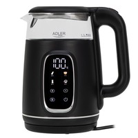 Adler Wasserkocher Glas Led-Anzeige Temperaturreglung 1,7L 2200 Watt Ad 1305Bs