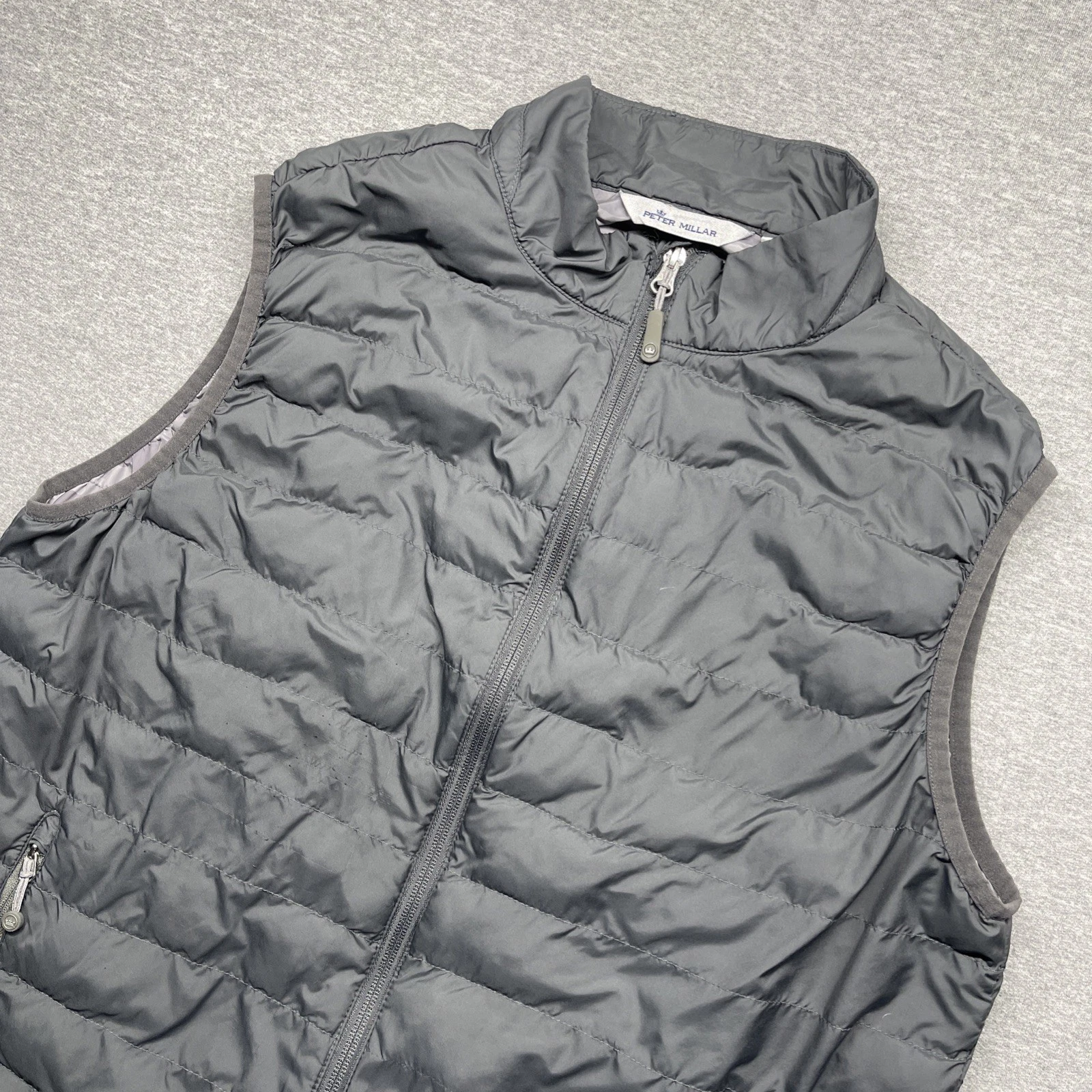Peter Millar Hyperlight Performance Vest Mens Large Gray Quilted Full Zip Golf