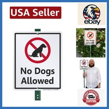 Elegant 'No Dogs Allowed' Lawn Sign   10" x 12" Aluminum with 3' Stake Included