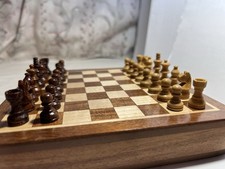Handcrafted Maple And Sheesham Magnetic Travel Chess Set With Storage Insert.VGC