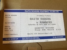 Raith Rovers v Rangers Unused Mint Ticket 26/7/2008