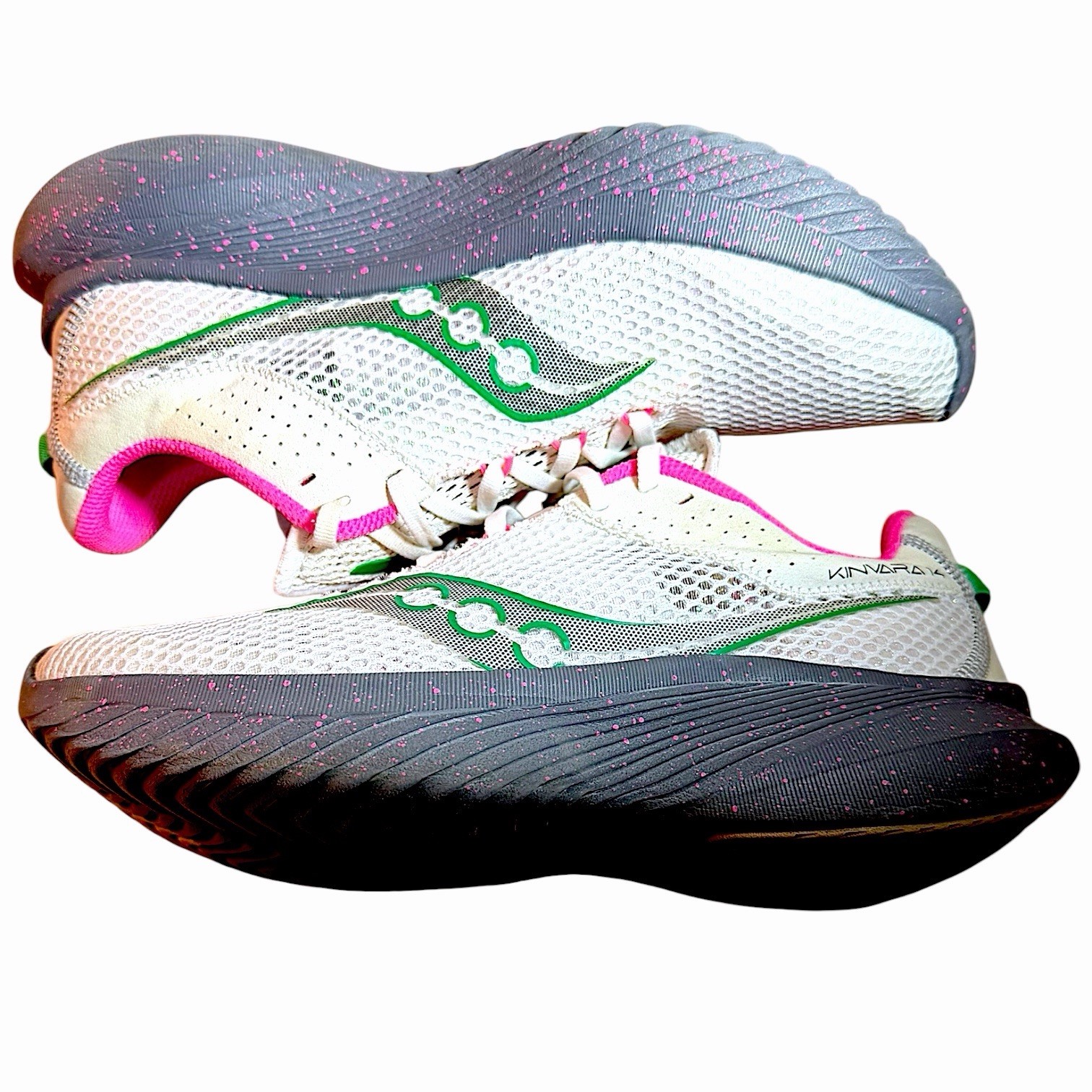 Saucony Kinvara 14 Women’s Running Shoes Sneakers White Gravel Grey Size 10 thumbnail 3