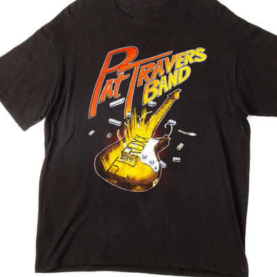PAT TRAVERS retro T-shirt Black Unisex all sizes