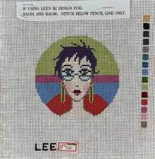LEE Lady with earrings 126 3 x 3 Handpainted Needlepoint Canvas 18ct