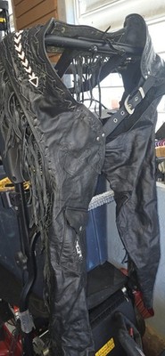 Premium Full Grain Cowhide Western Cowboy Motorcycle Chaps   Handmade