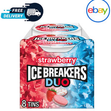 ICE BREAKERS Duo Fruit plus Cool Strawberry Sugar Free Breath Mints Tins 8 Count