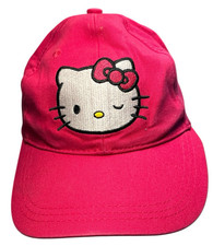 Hello Kitty Baseball Hat Cap Girls Hot Pink Head Logo Strapback Play Adjustable