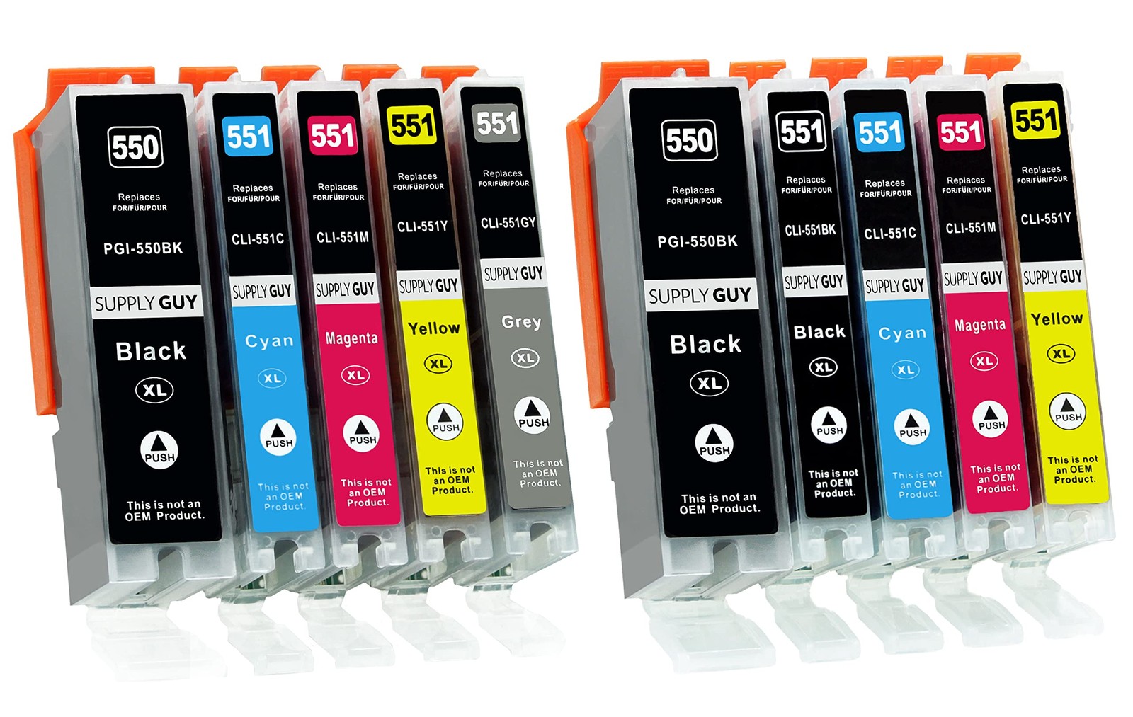 Cartouches d'encre compatibles Canon PGI-550 CLI-551 lot de 10 gris