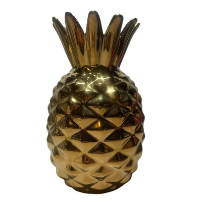 Lerman Decor Golden Pineapple Vase Glossy Decorative 10x5''