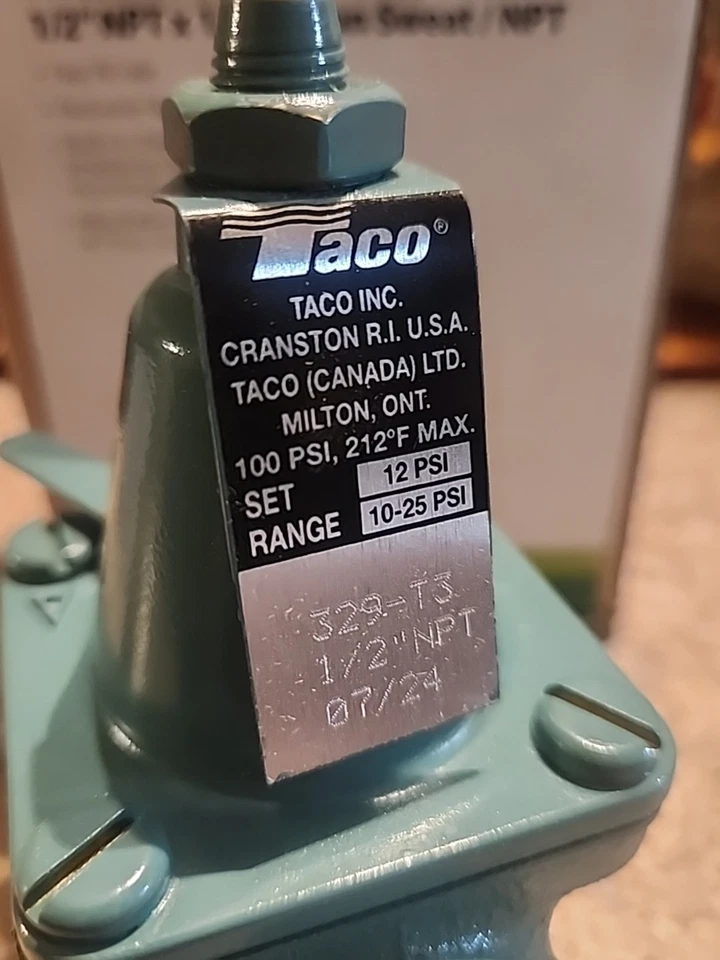 Válvula de alimentación de agua Taco 1/2 pulgada. Sistema de calefacción de agua caliente Conexión FastFill 329T3 Foto 3 de 4