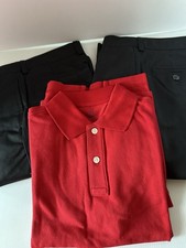 School Uniform Boys Size 8 Land&rsquo;s End Uniform Set 2 Black Pants Red Polo NWOT