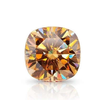 2 Ct Champagne Color Cushion Cut VVS1 Loose Diamond Premium Quality Gemstone 8mm