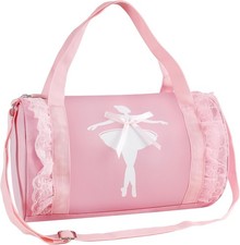 Dance Bag for Girls 4-8:Pink ballet bag, Pink Lace Design with Zipper...